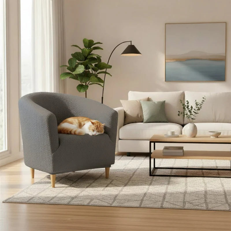 housse de fauteuil extensible jacquard anti-griffes pour chat