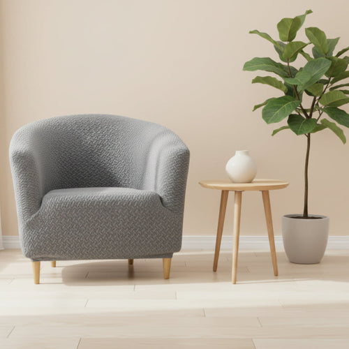 Housse fauteuil club gris sur fond blanc