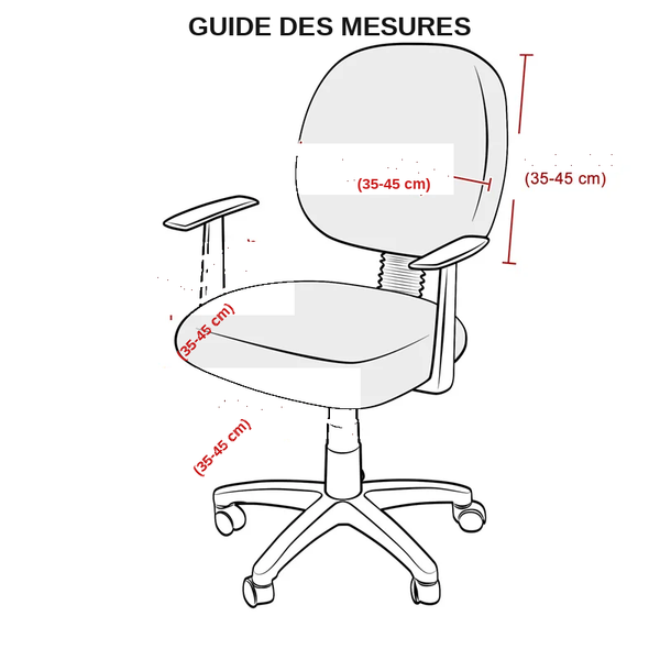 Guide des mesures housse fauteuil de bureau
