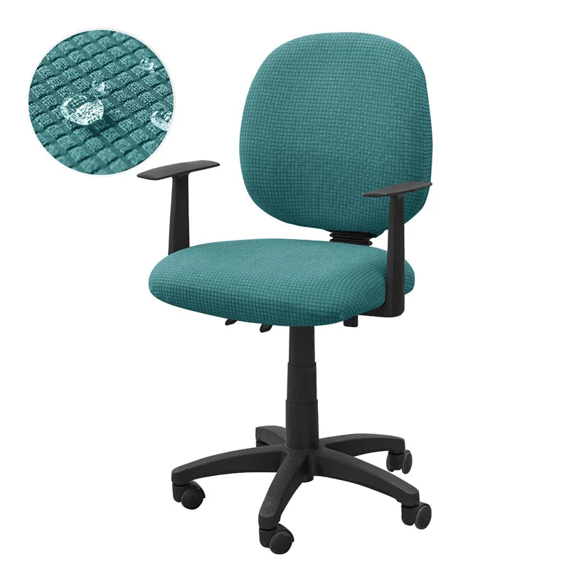 Housse fauteuil bureau jacquard polaire coloris Bleu Canard hydrofuge