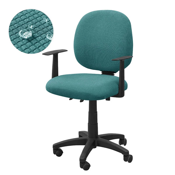 Housse fauteuil bureau jacquard coloris bleu canard