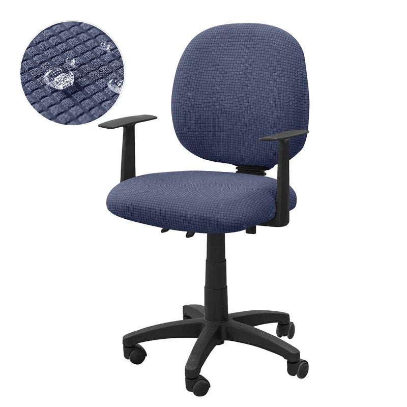 Housse fauteuil bureau jacquard polaire coloris Bleu Marine hydrofuge