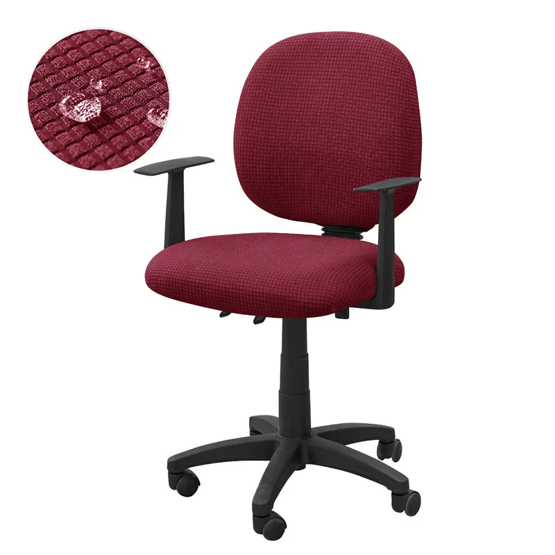 Housse fauteuil bureau jacquard polaire coloris Bordeaux hydrofuge