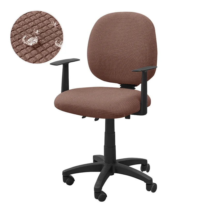 Housse fauteuil bureau jacquard polaire coloris Café Clair hydrofuge
