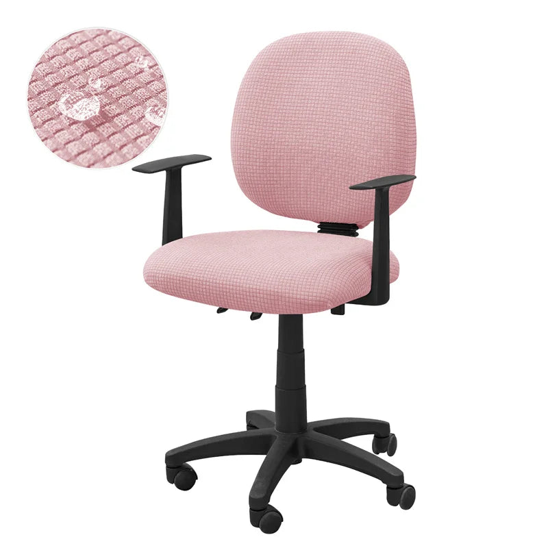 Housse fauteuil bureau jacquard polaire coloris Rose Poudré hydrofuge