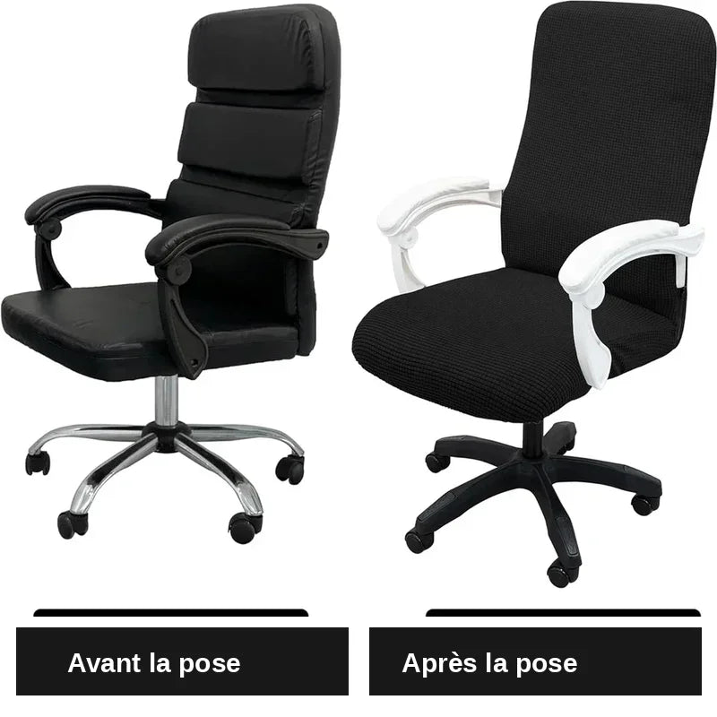 housse fauteuil bureau avant et après la pose — fermeture éclair