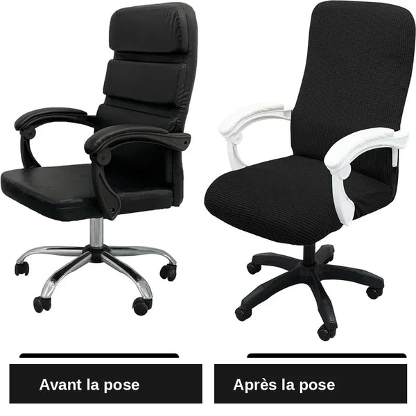 housse fauteuil bureau avant et après la pose — fermeture éclair