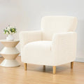 Housse fauteuil Crapaud jacquard tricoté coloris Blanc Crème