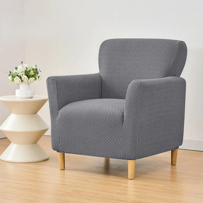 Housse fauteuil Crapaud jacquard tricoté coloris Gris Foncé