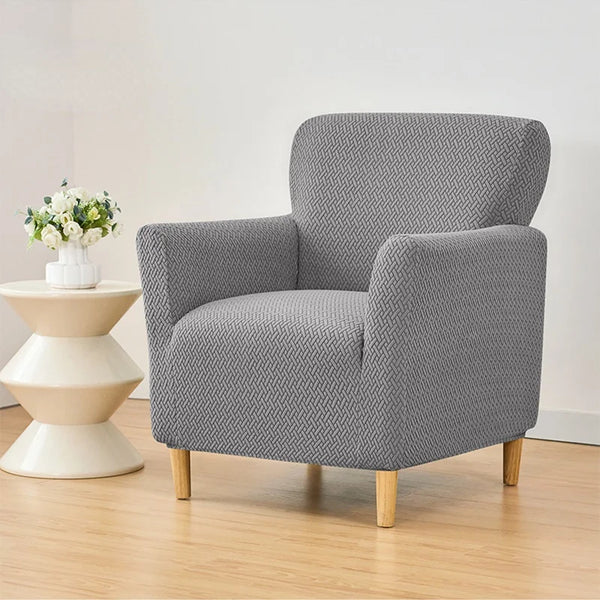 Housse fauteuil club jacquard coloris gris