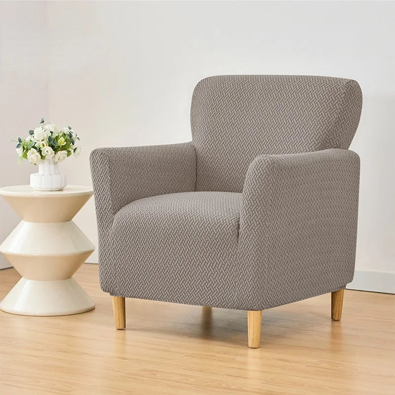 Housse fauteuil Crapaud jacquard tricoté coloris Taupe