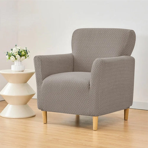 Housse fauteuil Crapaud jacquard tricoté coloris Taupe