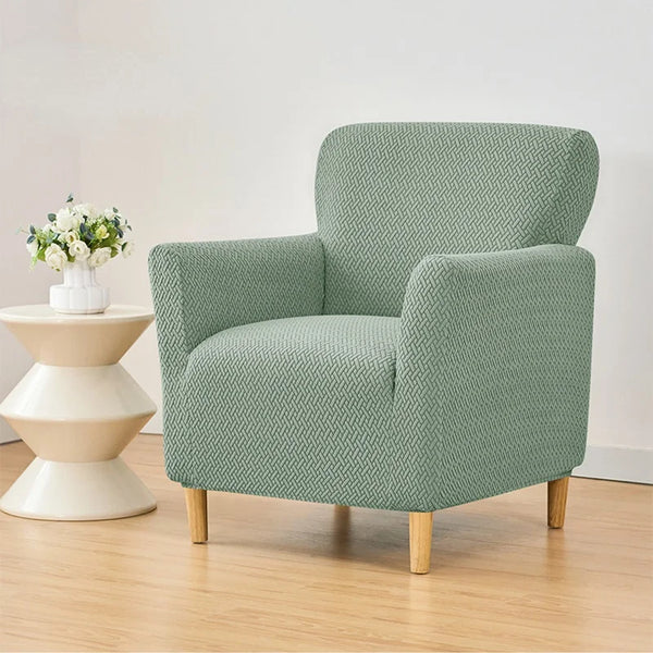 Housse fauteuil club jacquard coloris vert sauge