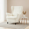 Housse fauteuil oreilles wingback jacquard tricoté coloris Blanc Crème