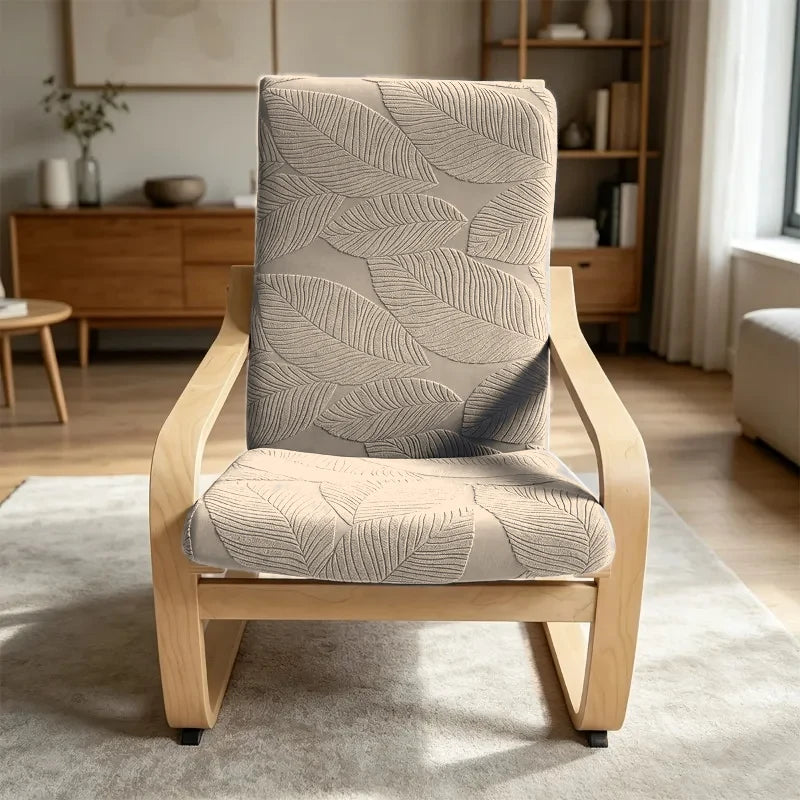 Housse fauteuil Poang IKEA jacquard feuilles coloris Beige