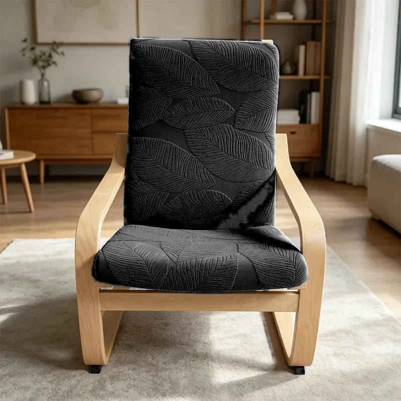 Housse fauteuil Poang IKEA jacquard feuilles coloris Noir