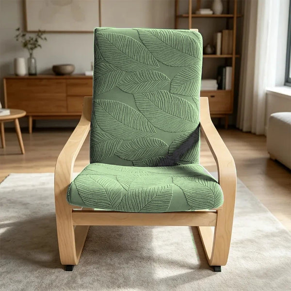 Housse fauteuil Poang IKEA jacquard feuilles coloris Vert Sauge