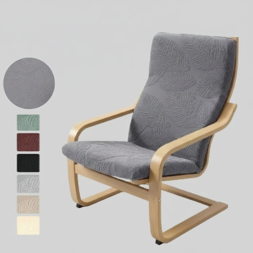 Housse fauteuil Poang IKEA jacquard motif feuilles - hero gris + 7 coloris