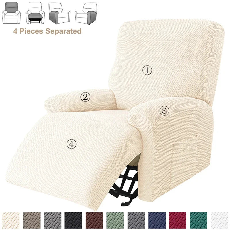 Housse fauteuil relax inclinable jacquard fendue coloris Beige