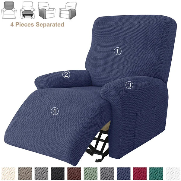 Housse fauteuil relax jacquard coloris bleu marine
