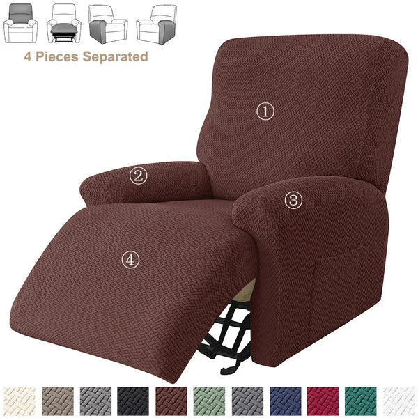 Housse fauteuil relax jacquard coloris café foncé