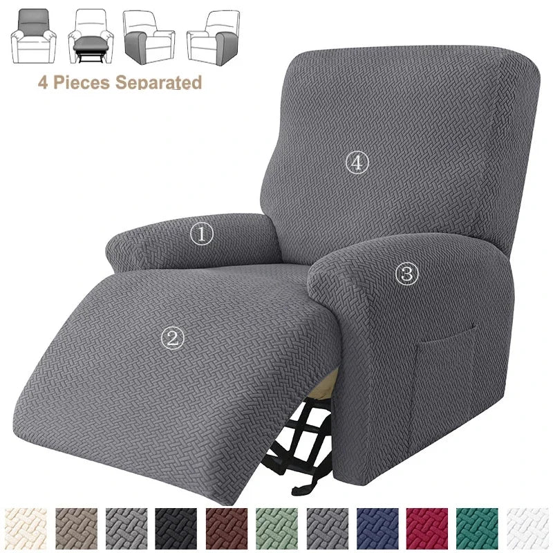Housse fauteuil relax inclinable jacquard fendue coloris Gris Foncé