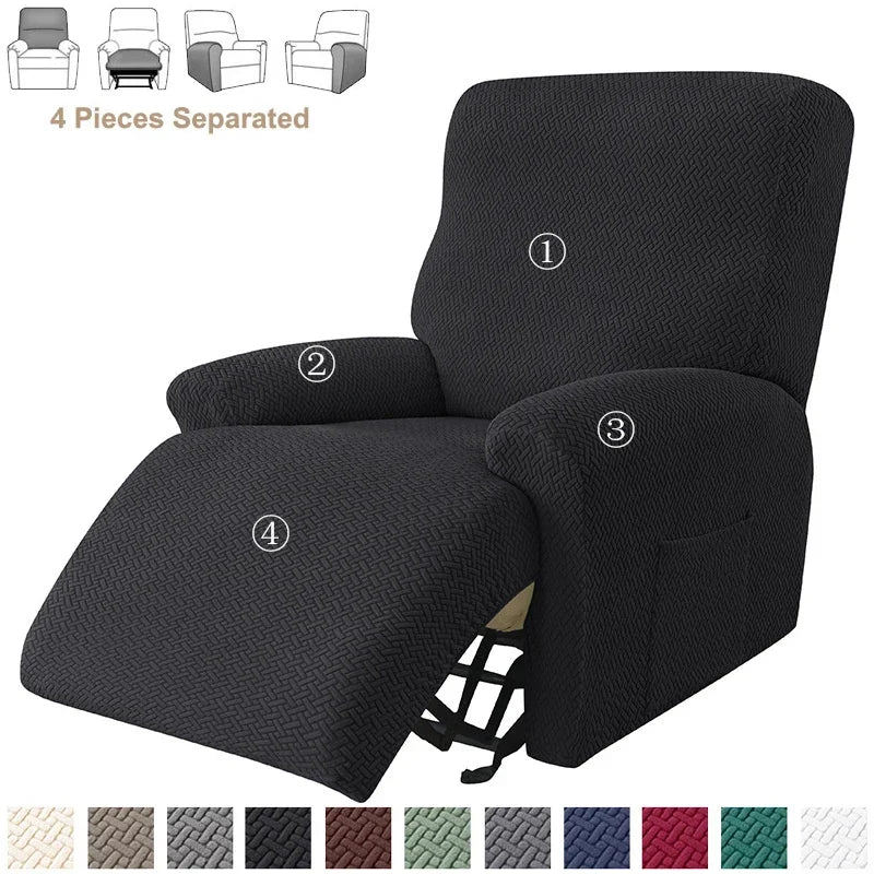 Housse fauteuil relax inclinable jacquard fendue coloris Noir