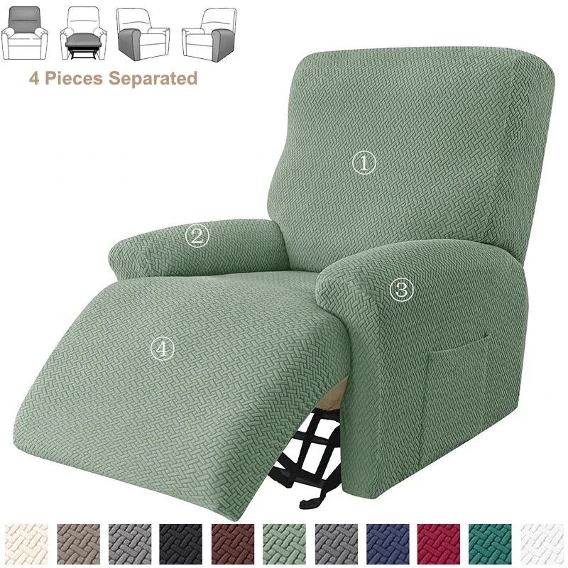 Housse fauteuil relax inclinable jacquard fendue coloris Vert