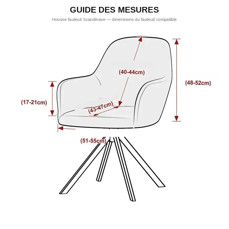 guide des mesures housse fauteuil scandinave — dimensions en cm
