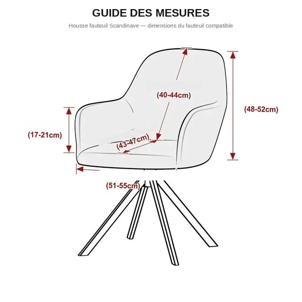 guide des mesures housse fauteuil scandinave — dimensions en cm