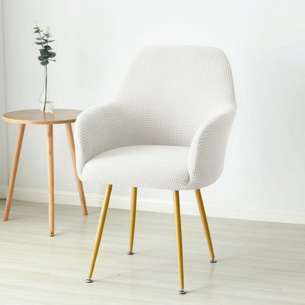 Housse fauteuil scandinave jacquard coloris blanc