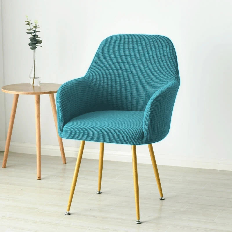 Housse fauteuil scandinave jacquard polaire coloris Bleu Canard