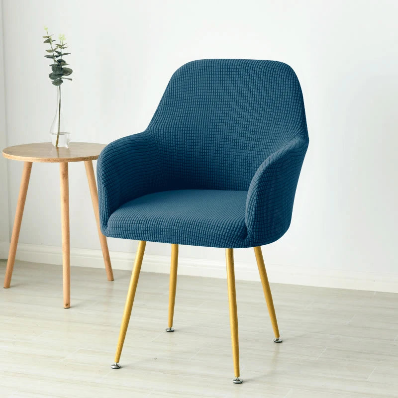 Housse fauteuil scandinave jacquard polaire coloris Bleu Marine