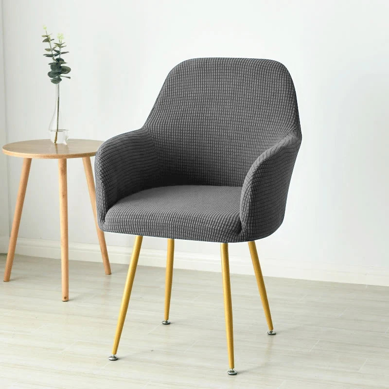 Housse fauteuil scandinave jacquard polaire coloris Gris Foncé