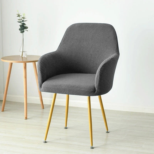 Housse fauteuil scandinave jacquard coloris gris foncé