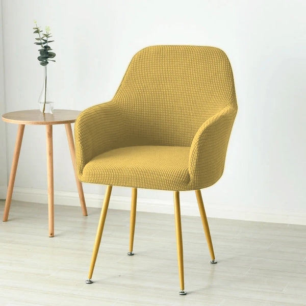 Housse fauteuil scandinave jacquard coloris jaune moutarde