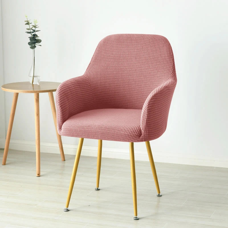Housse fauteuil scandinave jacquard polaire coloris Rose Poudré