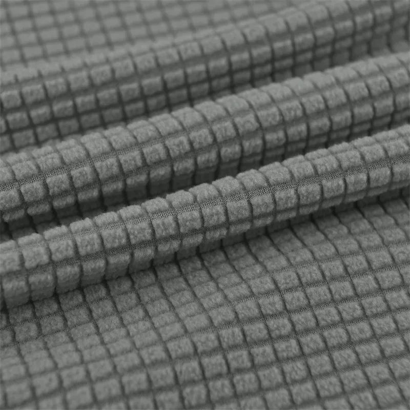 Détail drapé tissu jacquard polaire housse scandinave extensible