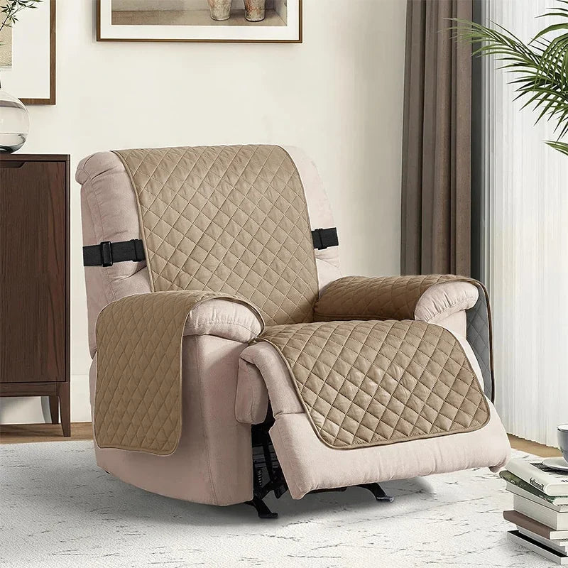 Housse protège fauteuil hydrofuge matelassé sangle coloris Beige