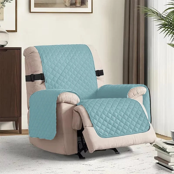 Housse protège fauteuil hydrofuge matelassé sangle coloris Bleu