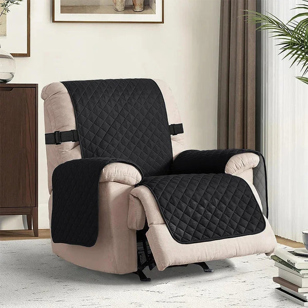 Housse protège fauteuil hydrofuge matelassé sangle coloris Noir