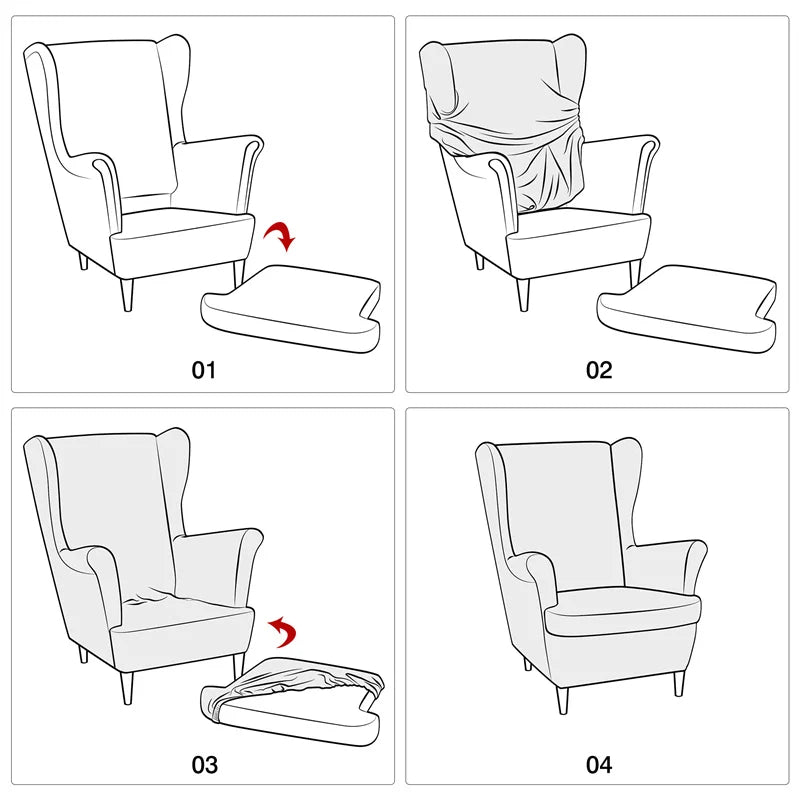 Housse fauteuil oreilles jacquard – coloris disponibles