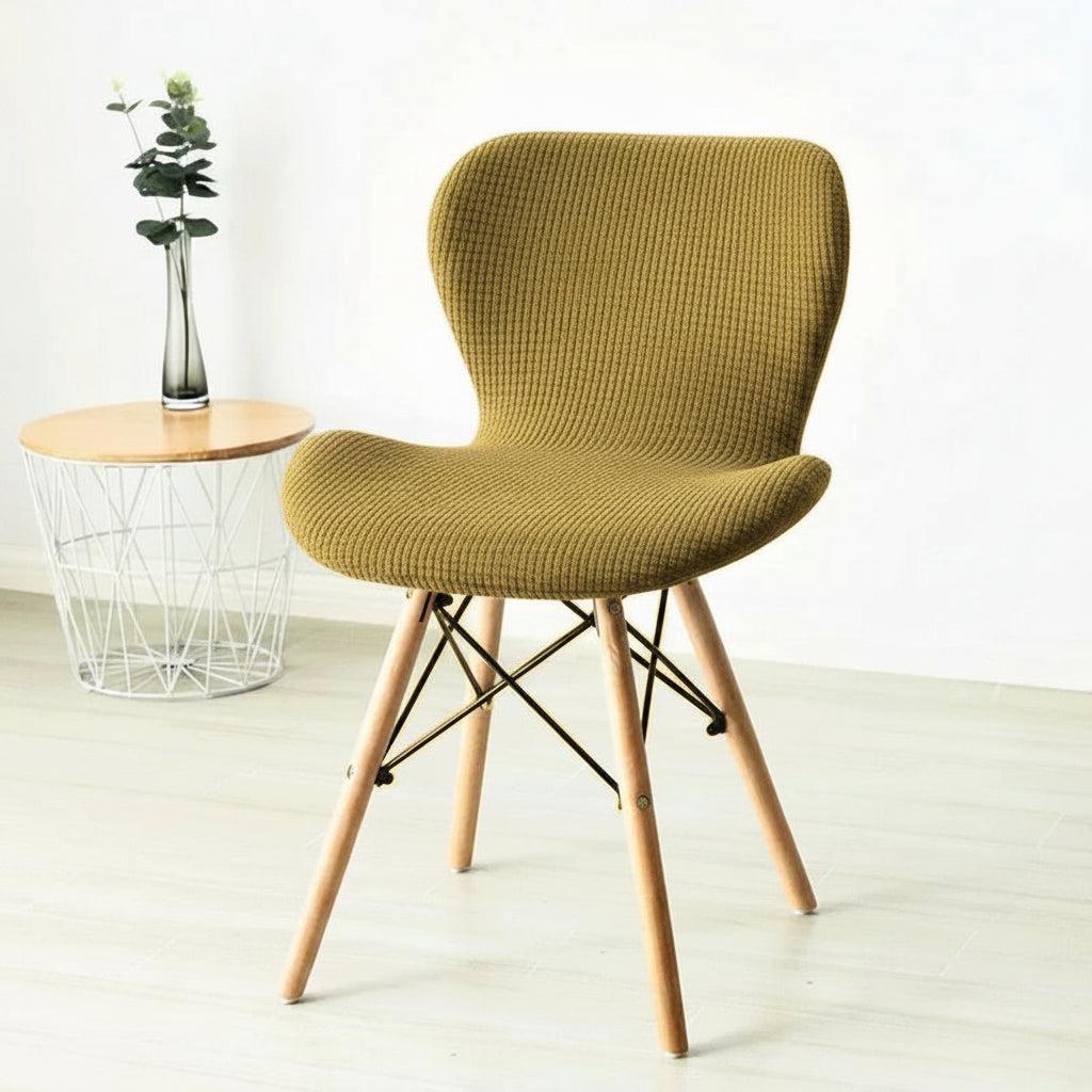Housse fauteuil Papillon jacquard coloris Jaune Moutarde