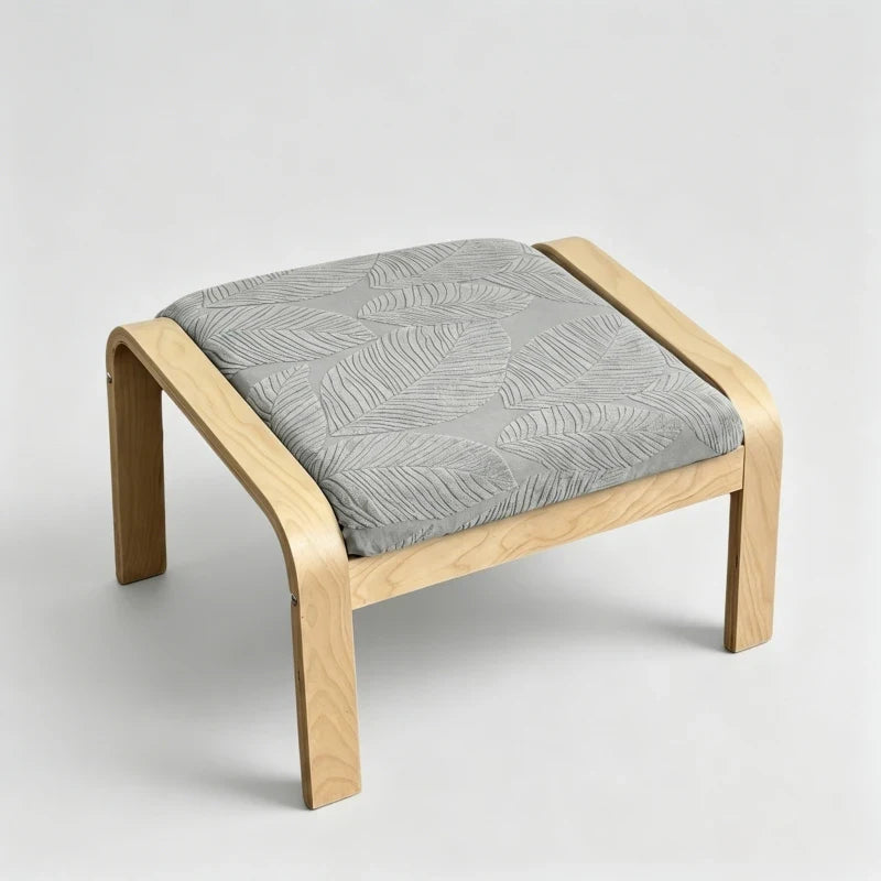Housse repose-pieds Poäng jacquard motif feuilles coloris gris clair